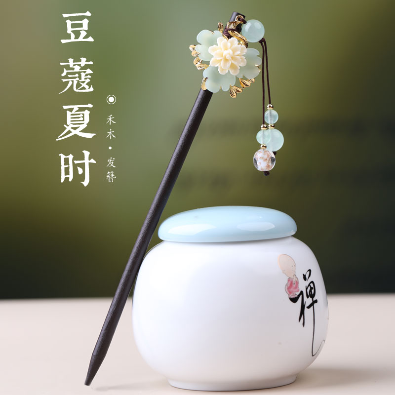 古风东陵玉发簪步摇流苏日常头饰