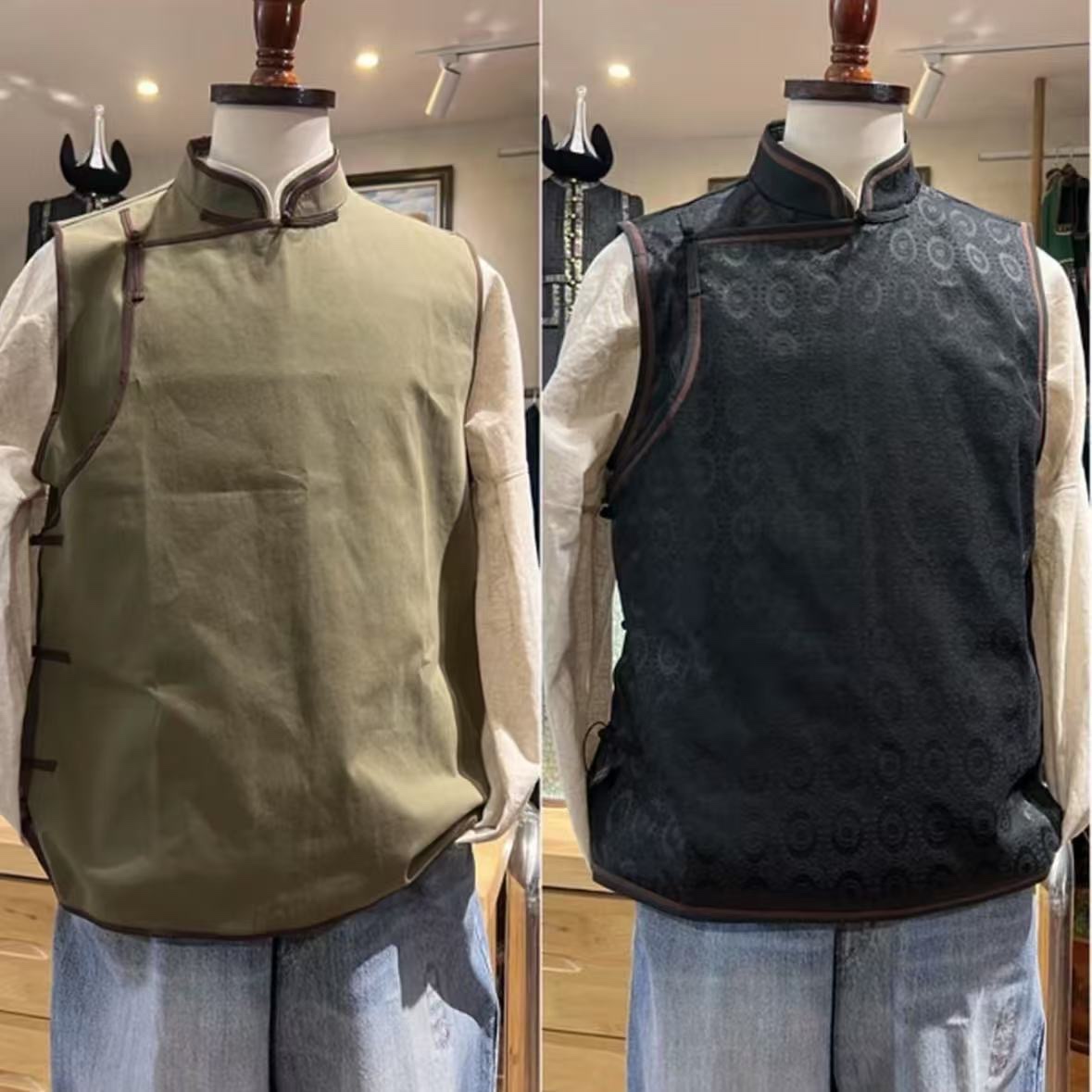 春秋新款新中式男士休闲立领马甲