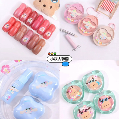Etude▼伊蒂之屋晒黑帕恰狗联名唇釉哑光丝绒唇彩 气垫眼影零钱包