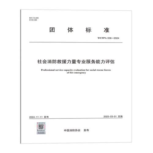 T/CFPA 036-2024 社会消防救援力量专业服务能力评估