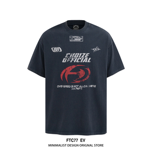 高街水洗做旧短袖 夏新款 符号美式 男女潮牌宽松重磅T恤 元 FTC77