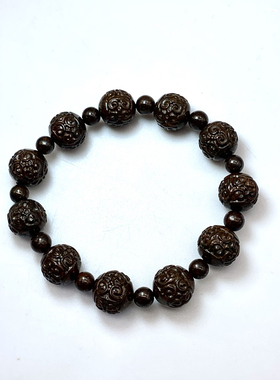 m摩洛哥西北非H型高铁石陨石雕刻回纹手串 手链 饰品 配饰 首饰