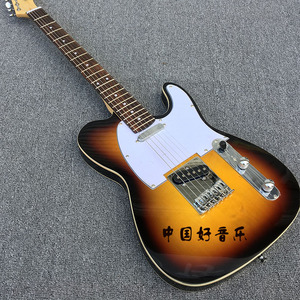 Tele样式电吉他 日落色琴身白色护板 玫瑰木指板后穿弦 厂家直销