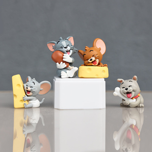 迷你猫和老鼠手办 奶酪芝士汤姆猫与杰瑞桌面蛋糕装饰车载小摆件