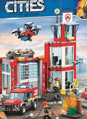 城市系列警察消防总局总部60215男孩子拼装建筑人仔积木儿童玩具9