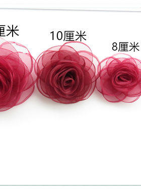 韩版精致布艺绢纱花胸针玫瑰花女