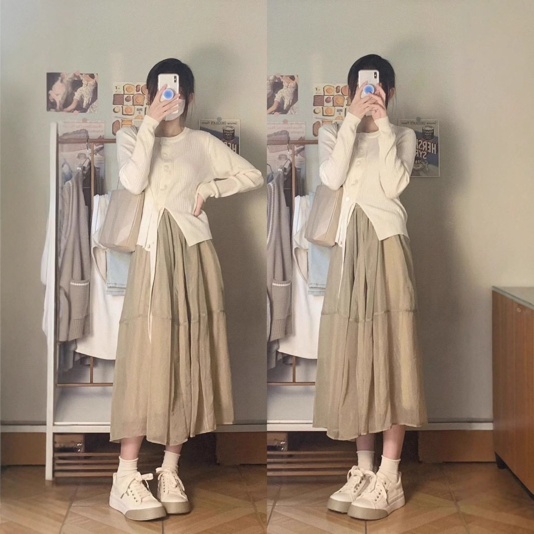 大码显瘦网纱半身裙女胖mm夏季中长款裙A字裙遮肉裙子仙女纱裙子