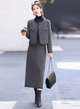 时尚休闲套装加厚2024春季新款半身长裙两件套装保暖加棉 SF8177