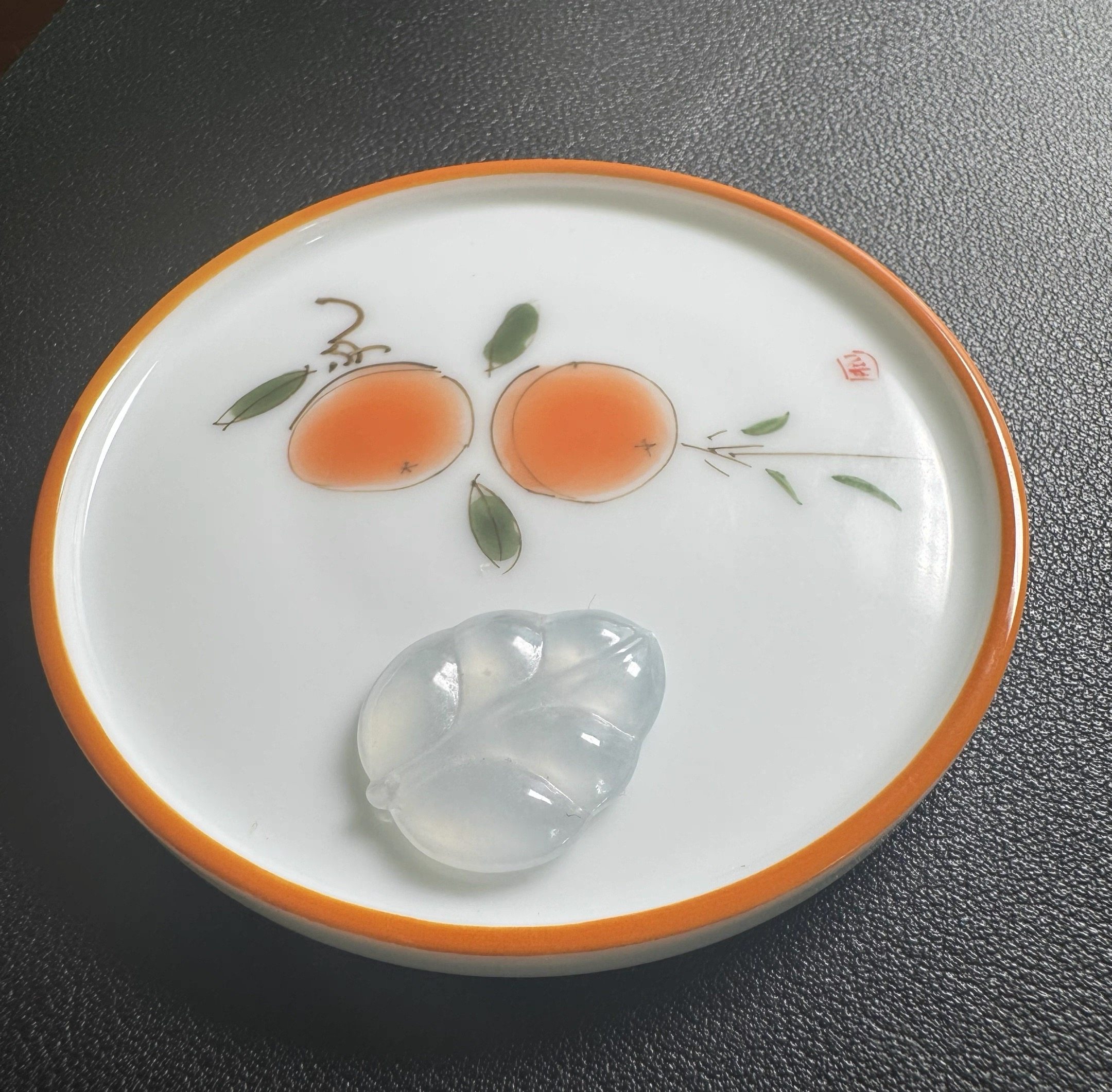 d44翡翠白冰雪花棉叶子吊坠23-19-4