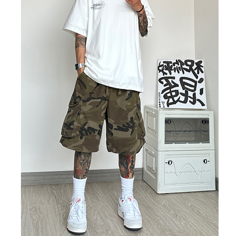 工装迷彩短裤男夏季阿美咔叽大口袋休闲宽松vintage美式潮牌裤子