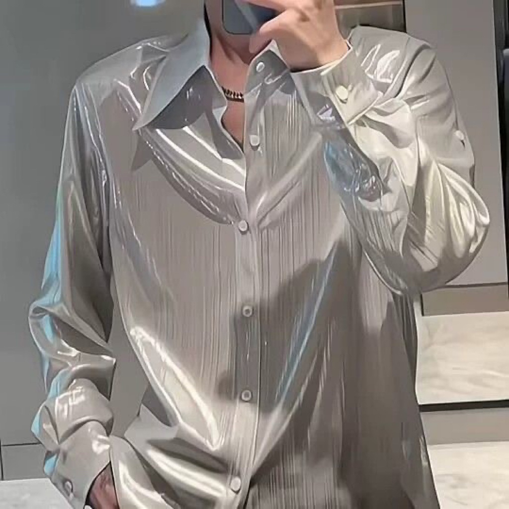 翻领长袖宽松时尚气质衬衫