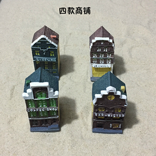 心理沙具沙盘游戏箱庭疗法建筑类五款商铺咖啡店等心理咨询室用