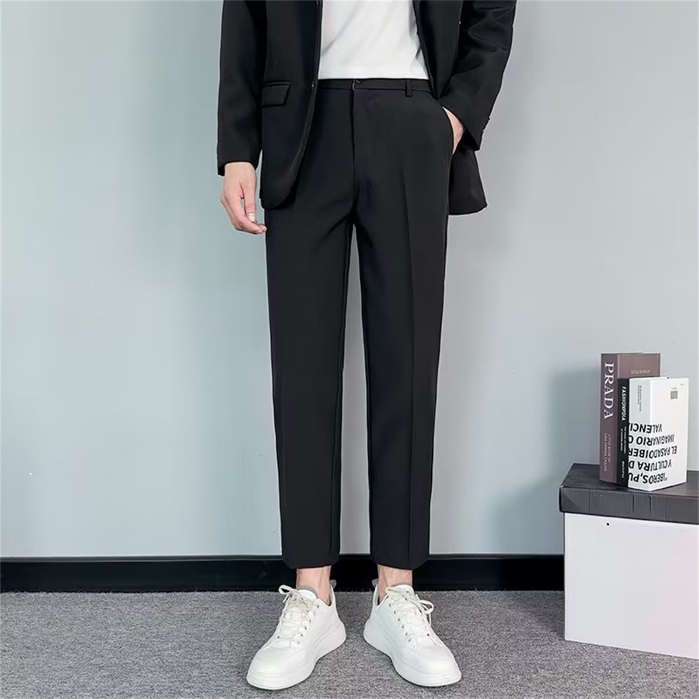 春秋垂感免烫伴郎服兄弟装小西裤