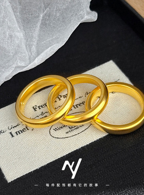 古法泥鳅背戒指女素圈亮面指环男