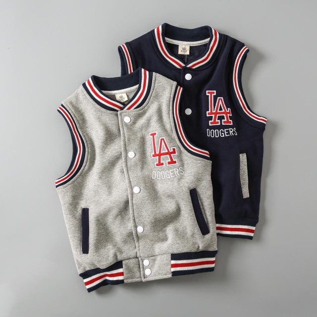 大童棒球服秋冬男童纯棉儿童马夹加绒背心外套开衫男孩坎肩马甲潮