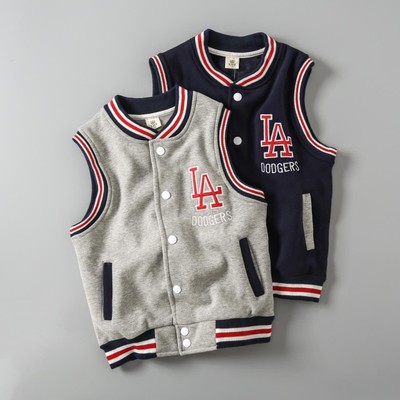 加绒纯棉马甲大童棒球服春秋冬季