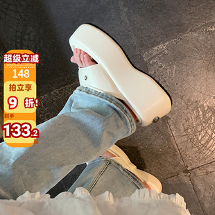 田九九好物厚底凉鞋 女2025夏季 新款 小众沙滩拖百搭夹趾增高拖鞋