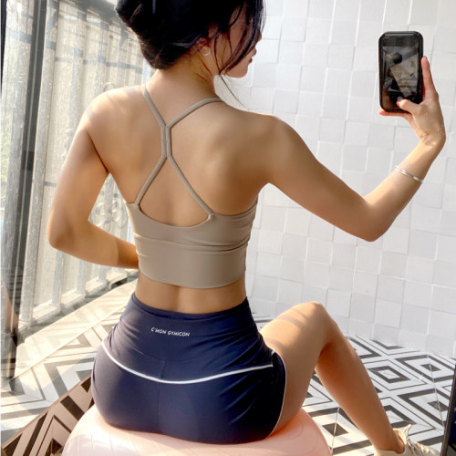 运动内衣女跑步外穿防震训练健身文胸吊带上衣美背瑜伽服背心bra