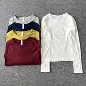 新品 健身上衣圆领训练服透气高弹运动跑步速干瑜伽服长袖 T恤女士