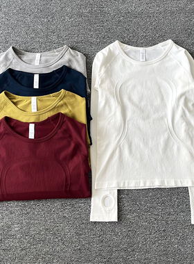 新品健身上衣圆领训练服透气高弹运动跑步速干瑜伽服长袖T恤女士