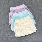 新款 欧美网球裙女高腰纯色假两件运动半身裙防走光蛋糕边短裙 夏季