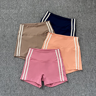 紧身收腹提臀瑜伽健身三分裤 女薄款 子 裸感高腰运动短裤 清爽一夏