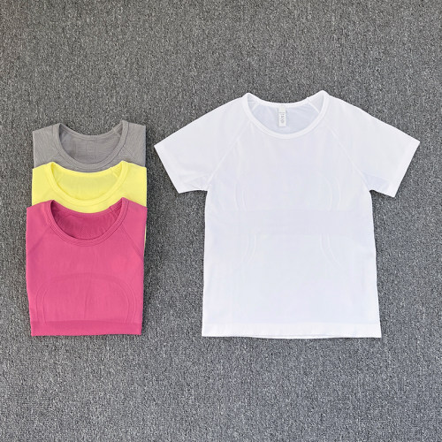运动短袖女休闲跑步T恤紧身瑜伽服上衣透气速干普拉提训练健身服