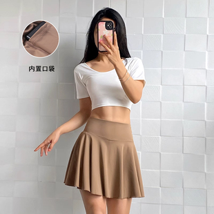 运动短裙女网球裙速干百褶裙瑜伽半身裙防走光跑步健身羽毛球裙夏
