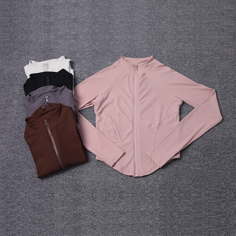 长袖女拉链开衫紧身跑步上衣