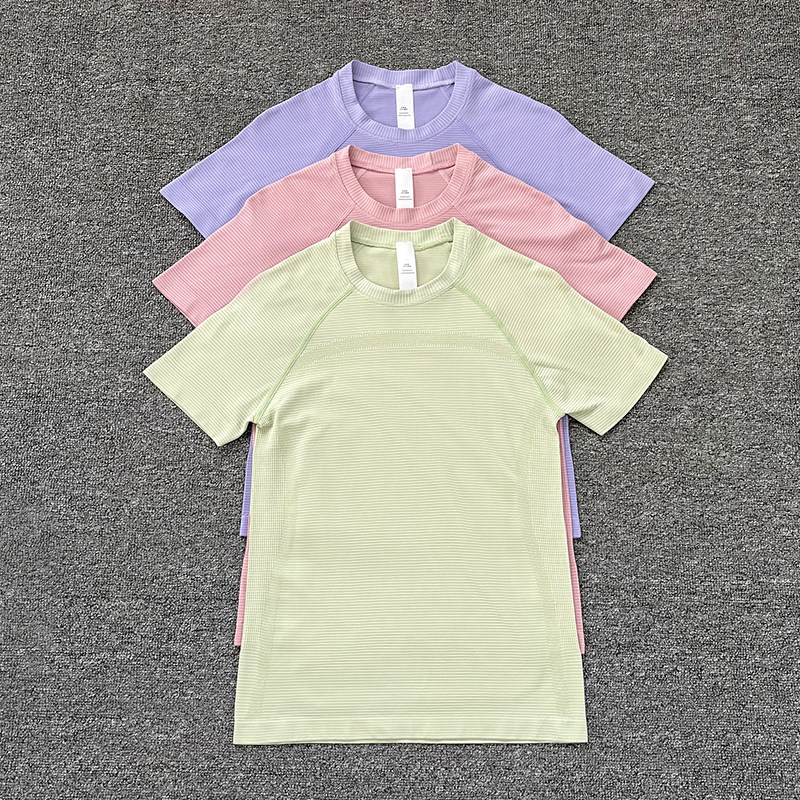 无缝裸感瑜伽服女短袖运动上衣速干弹力透气骑行健身服跑步T恤夏,运动服/休闲服装,健身衣,淘宝优惠券,粉丝福利购,淘宝优惠卷