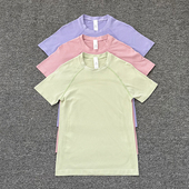 无缝裸感瑜伽服女短袖 运动上衣速干弹力透气骑行健身服跑步T恤夏