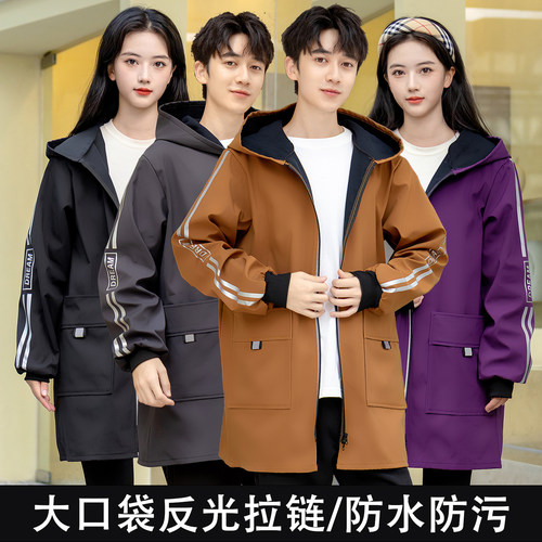 罩衣大人上班大褂劳保服防水工作服厨房防油羽绒服护衣成人围裙冬