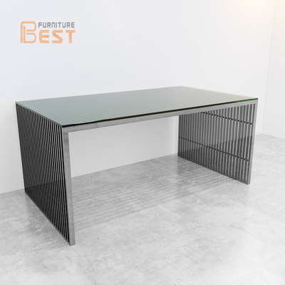 Nuevo big dining table意大利设计师餐桌不锈钢玻璃餐台