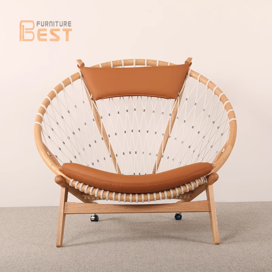 Hans wegner  circle简约实木单人沙发椅现代客厅椅圈圈椅