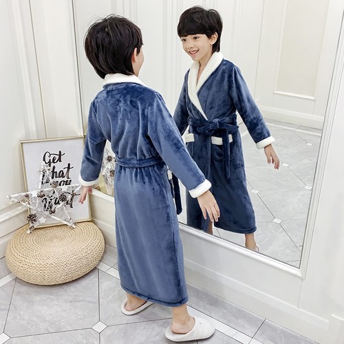 珊瑚绒睡袍宝宝保暖加厚款男童