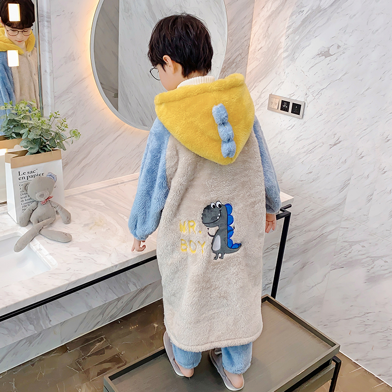 浴袍加厚珊瑚绒睡衣套装