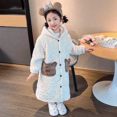 儿童冬季加厚款珊瑚绒家居服套装