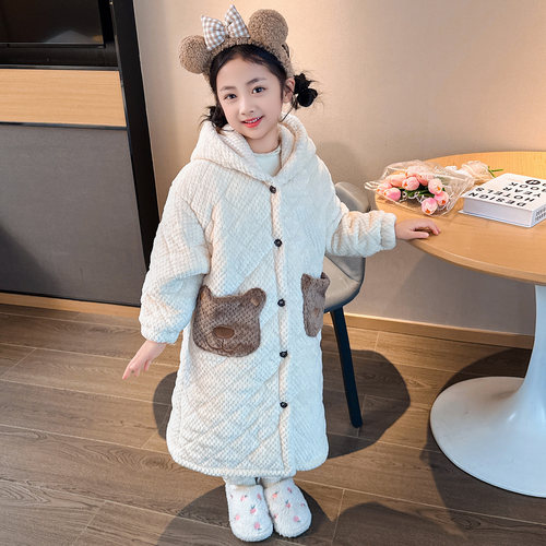 儿童冬季加厚款珊瑚绒家居服套装