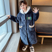 儿童睡衣秋冬季 加厚款 三层夹棉男童孩珊瑚绒法兰绒睡袍保暖家居服