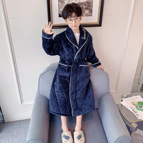 儿童睡袍加厚夹棉套装