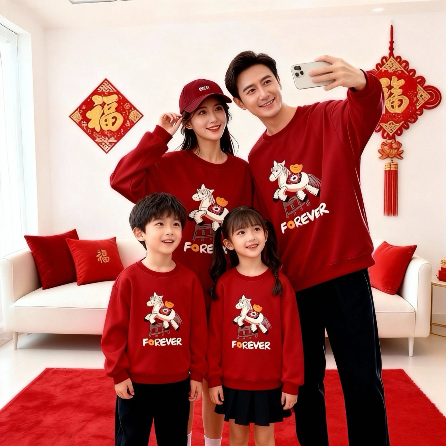 百天照周岁亲子装新款母子母女全家款一家四口秋冬炸街马年卫衣,童装/婴儿装/亲子装,亲子装/亲子时装,淘宝优惠券,粉丝福利购,淘宝优惠卷