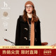 专柜正品 Hazzys哈吉斯连帽羊毛大衣秋冬英伦风休闲毛呢外套女