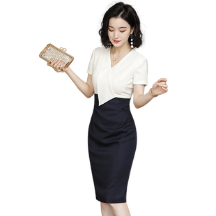 职业装连衣裙夏季薄款高级感气质女神范教师面试高端美容师工作服