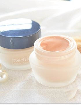 新版日本嘉娜宝Media媚点保湿液粉底霜 遮瑕毛孔痘印奶油肌伪素颜