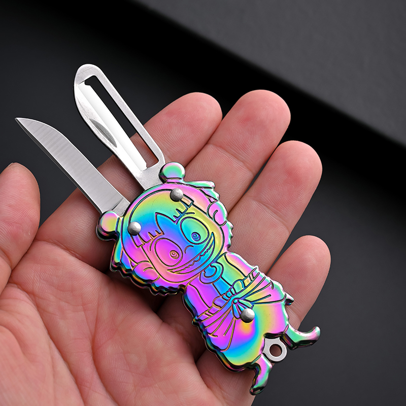 不锈钢削皮刀多功能刮皮器家用折叠水果刀便携小刀三合一哪吒开瓶