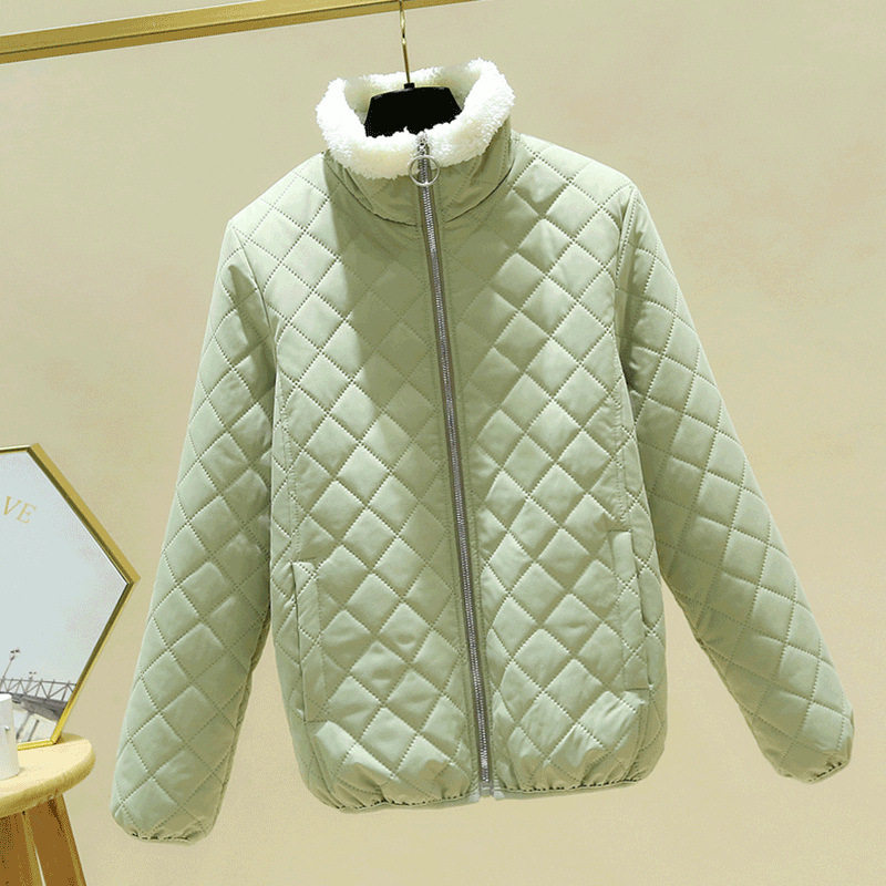 2025秋冬新款轻薄菱格羊羔绒棉衣/棉服