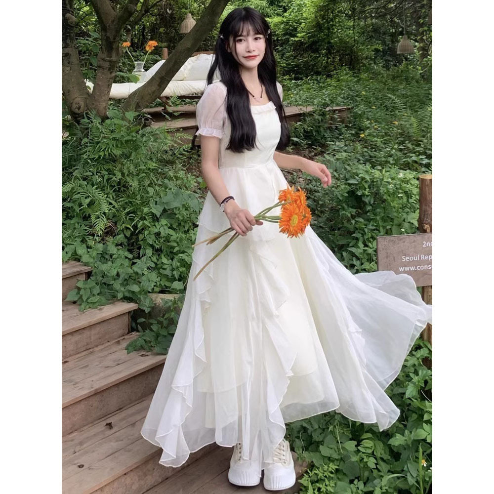 茶歇法式超仙绝美初恋连衣裙女夏连衣裙