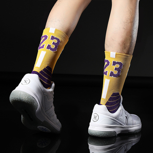 詹姆斯23号篮球袜数字精英袜男高帮加厚防滑运动袜子科比24号袜子