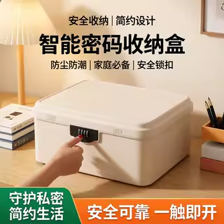 大容量带锁首饰收纳盒密码收纳箱