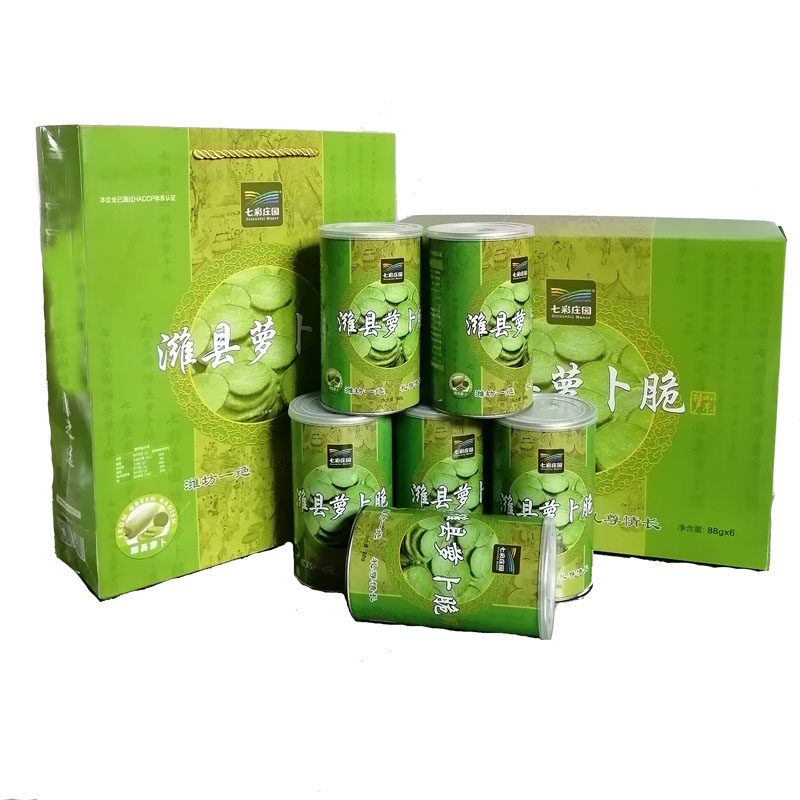 七彩庄园潍县萝卜脆88g满6瓶送精装礼盒空潍坊寿光特产果蔬干零食